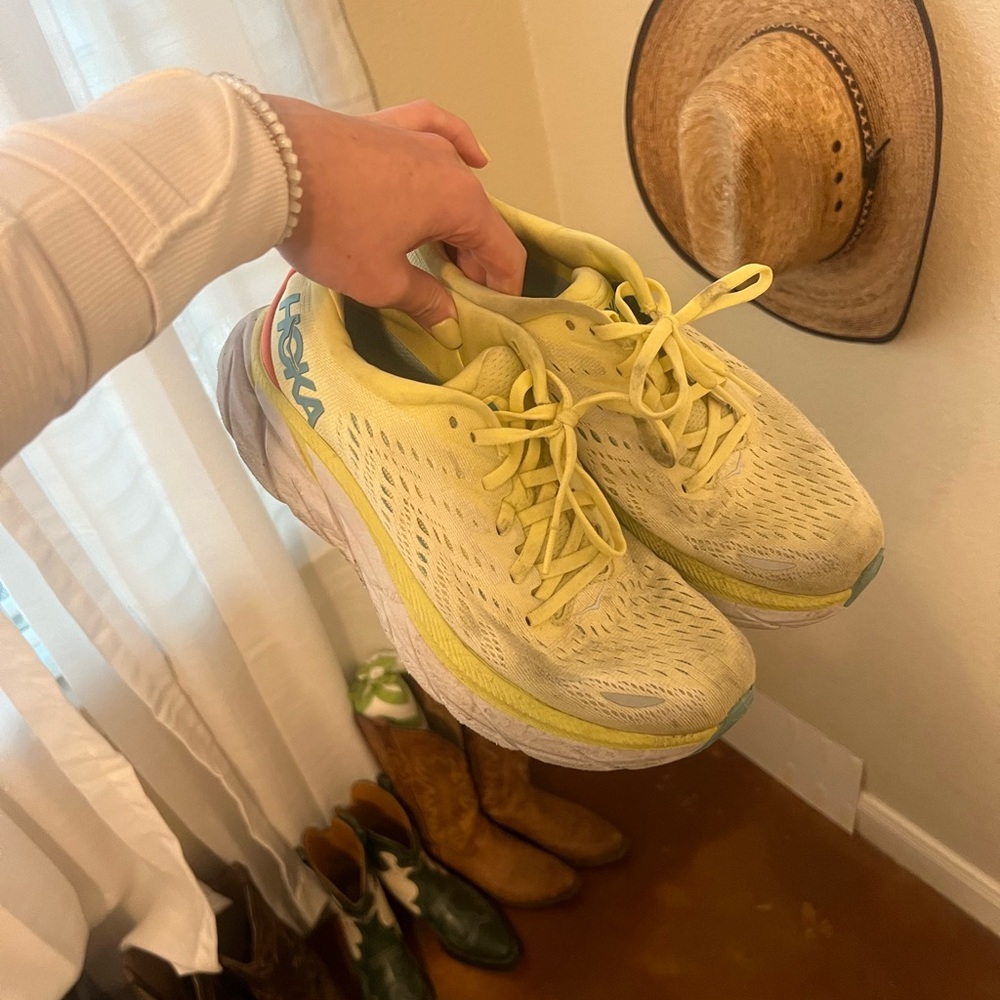 Yellow Hoka Clifton 8